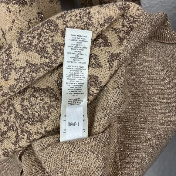 Chicos Sweater Womens 2 Large Tan Animal Print Loose Fit Oversized Tunic Neutral - Picture 6 of 11